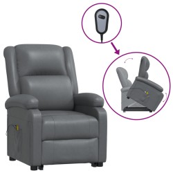 vidaXL Sillón de masaje elevable cuero sintético gris