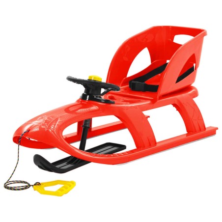 vidaXL Trineo con asiento y volante polipropileno rojo 102,5x40x23 cm