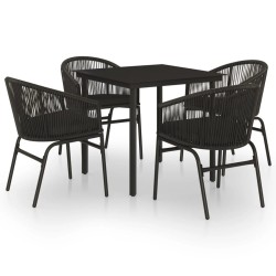 vidaXL Juego de comedor para jardín 5 piezas negro
