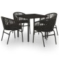 vidaXL Juego de comedor para jardín 5 piezas negro