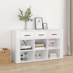 vidaXL Aparador de madera contrachapada blanco brillo 100x30x59,5 cm
