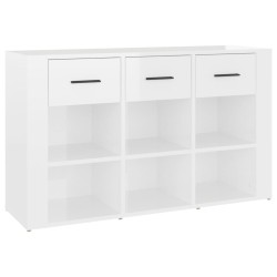 vidaXL Aparador de madera contrachapada blanco brillo 100x30x59,5 cm
