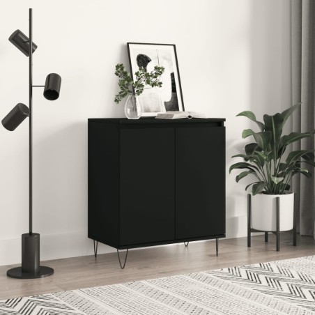 vidaXL Aparador de madera contrachapada negro 60x35x70 cm