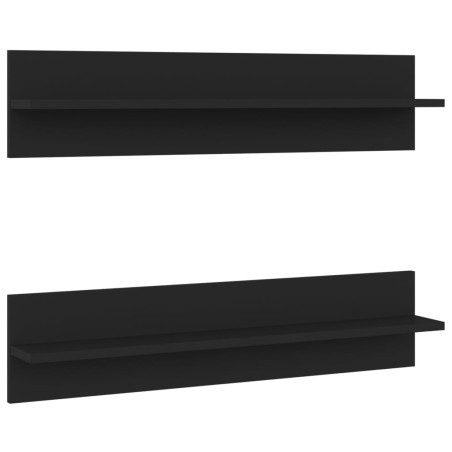 vidaXL Estante de pared 2 uds madera contrachapada negro 80x11,5x18 cm