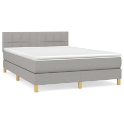 vidaXL Cama box spring con colchón tela gris claro 140x200 cm