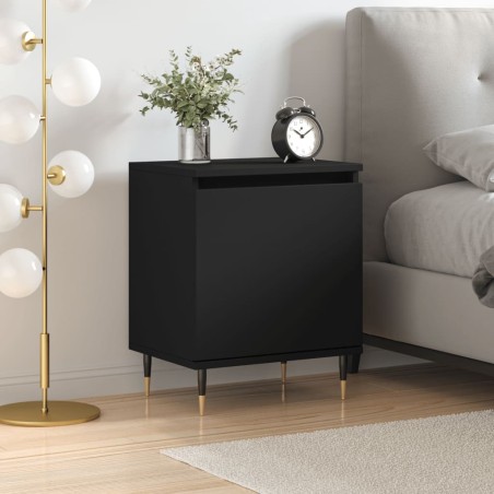 vidaXL Mesita de noche madera de ingeniería negro 40x30x50 cm