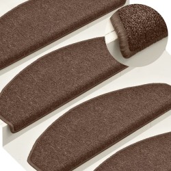 vidaXL Alfombras de peldaños de escalera 15 uds marrón 65x24x4 cm