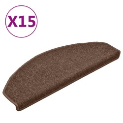 vidaXL Alfombras de peldaños de escalera 15 uds marrón 65x24x4 cm