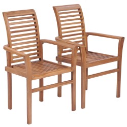 vidaXL Sillas de comedor apilables 2 unidades teca maciza