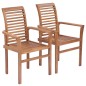 vidaXL Sillas de comedor apilables 2 unidades teca maciza vidaXL Sillas de comedor apilables 2 unidades teca maciza