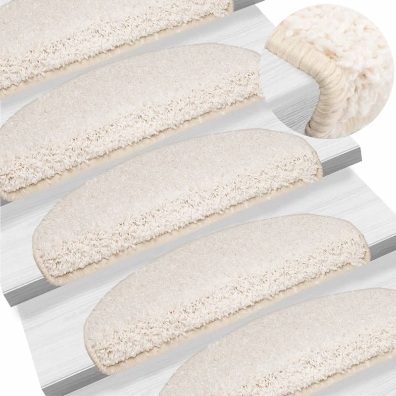 vidaXL Alfombras de peldaños de escalera 15 uds blanco 65x21x4 cm vidaXL Alfombras de peldaños de escalera 15 uds blanco 65x21x4 cm