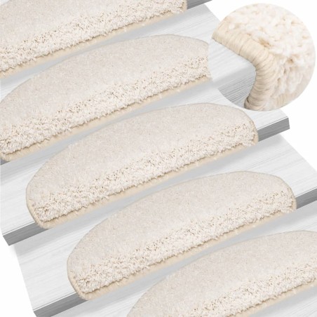 vidaXL Alfombras de peldaños de escalera 15 uds blanco 65x21x4 cm