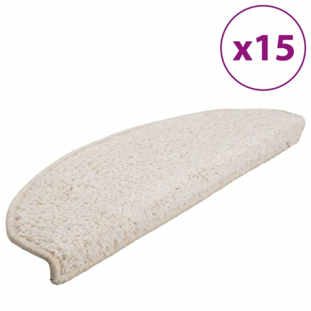 vidaXL Alfombras de peldaños de escalera 15 uds blanco 65x21x4 cm