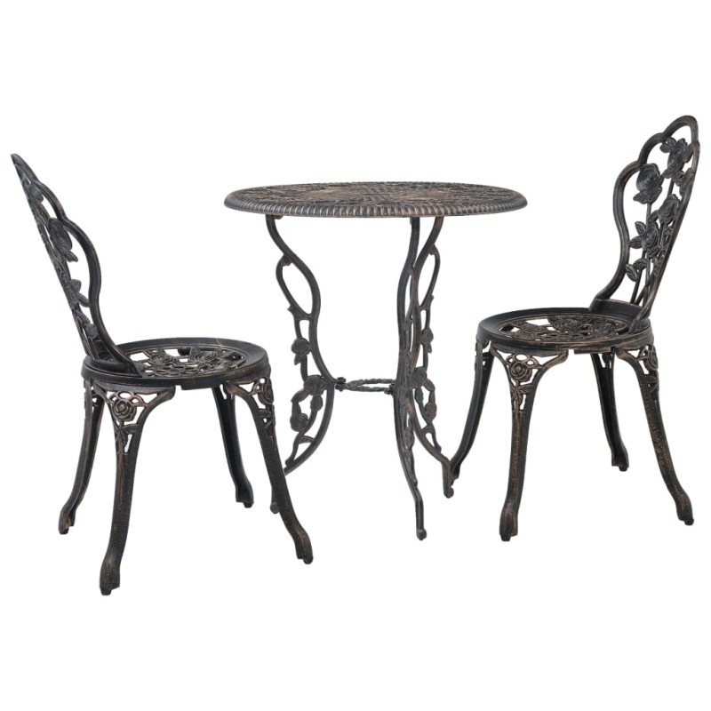 vidaXL Mesa y sillas bistró de jardín 3 piezas aluminio fundido vidaXL Mesa y sillas bistró de jardín 3 piezas aluminio fundido