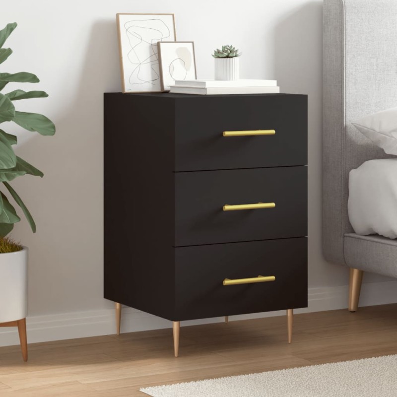 vidaXL Mesita de noche madera de ingeniería negro 40x40x66 cm vidaXL Mesita de noche madera de ingeniería negro 40x40x66 cm