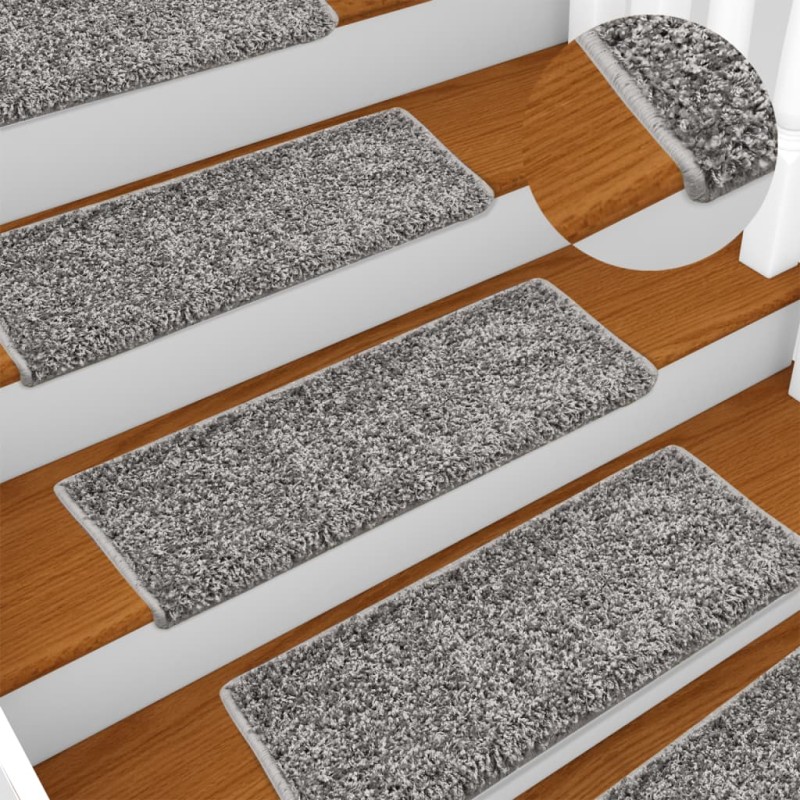 vidaXL Alfombras de peldaños de escalera 15 uds gris 65x21x4 cm vidaXL Alfombras de peldaños de escalera 15 uds gris 65x21x4 cm
