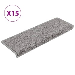 vidaXL Alfombras de peldaños de escalera 15 uds gris 65x21x4 cm