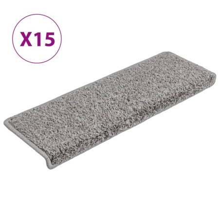 vidaXL Alfombras de peldaños de escalera 15 uds gris 65x21x4 cm