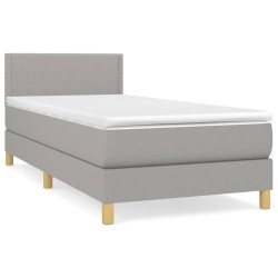 vidaXL Cama box spring con colchón tela gris claro 100x200 cm