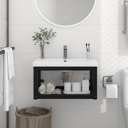 vidaXL Estructura de lavabo suspendido hierro negro 59x38x31 cm