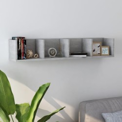 vidaXL Estante de pared para CD contrachapada hormigón 100x18x18 cm