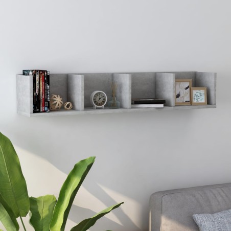 vidaXL Estante de pared para CD contrachapada hormigón 100x18x18 cm
