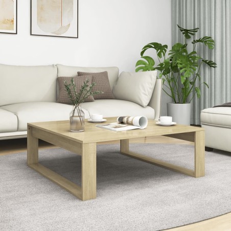 vidaXL Mesa de centro madera contrachapada roble Sonoma 100x100x35 cm