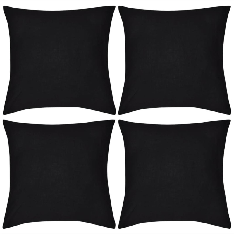 4 fundas negras para cojines de algodón, 50 x 50 cm 4 fundas negras para cojines de algodón, 50 x 50 cm