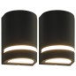 vidaXL Lámparas de pared de exterior 2 uds 35 W negro semicircular