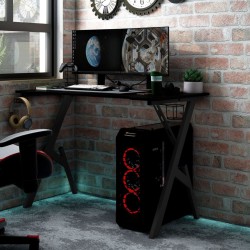 vidaXL Escritorio gaming con patas en forma de Y negro 90x60x75 cm
