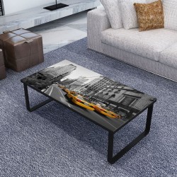 vidaXL Mesa de centro con tablero de cristal rectangular 