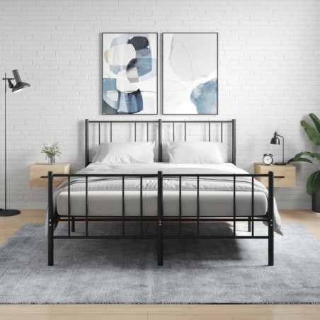 vidaXL Mesitas de noche de pared 2 uds color roble Sonoma 35x35x20 cm