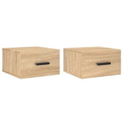 vidaXL Mesitas de noche de pared 2 uds color roble Sonoma 35x35x20 cm