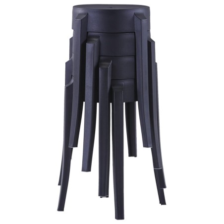 vidaXL Taburetes apilables 4 unidades plástico negro