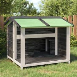 vidaXL Caseta para perros madera maciza de pino gris 96x87x80,5 cm