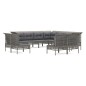 vidaXL Set de muebles de jardín 11 pzas y cojines ratán sintético gris vidaXL Set de muebles de jardín 11 pzas y cojines ratán sintético gris
