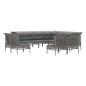 vidaXL Set de muebles de jardín 11 pzas y cojines ratán sintético gris vidaXL Set de muebles de jardín 11 pzas y cojines ratán sintético gris