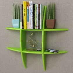 vidaXL Estantería flotante de pared MDF verde para libros/DVD
