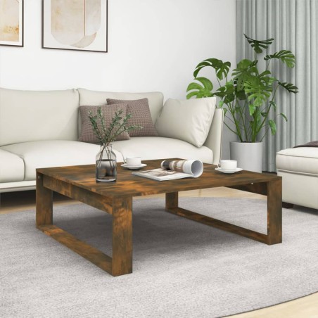 vidaXL Mesa de centro madera contrachapada roble ahumado 100x100x35 cm