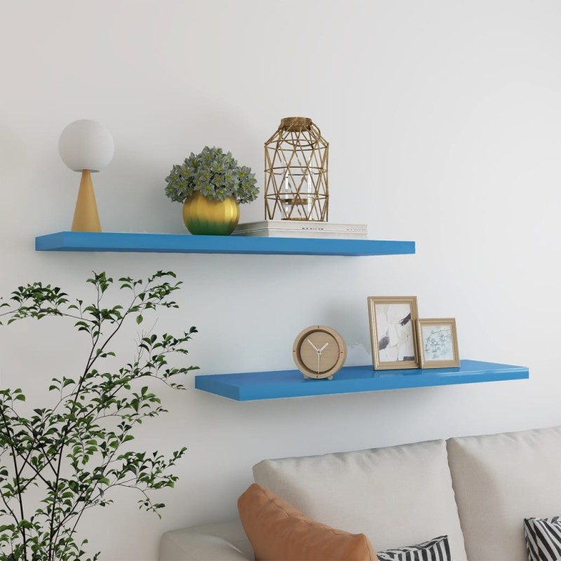 vidaXL Estantes flotantes pared 2 uds azul MDF 90x23,5x3,8 cm vidaXL Estantes flotantes pared 2 uds azul MDF 90x23,5x3,8 cm