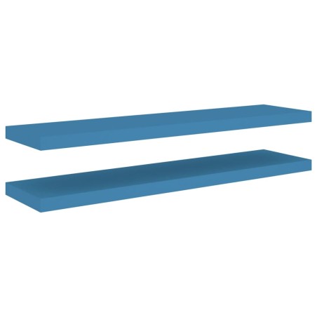 vidaXL Estantes flotantes pared 2 uds azul MDF 90x23,5x3,8 cm