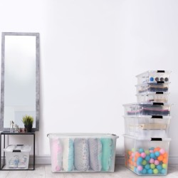 vidaXL Cajas de almacenamiento con tapa 2 unidades transparente 32 L