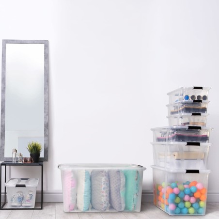 vidaXL Cajas de almacenamiento con tapa 2 unidades transparente 32 L