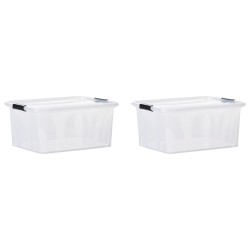 vidaXL Cajas de almacenamiento con tapa 2 unidades transparente 32 L