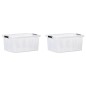 vidaXL Cajas de almacenamiento con tapa 2 unidades transparente 32 L vidaXL Cajas de almacenamiento con tapa 2 unidades transparente 32 L