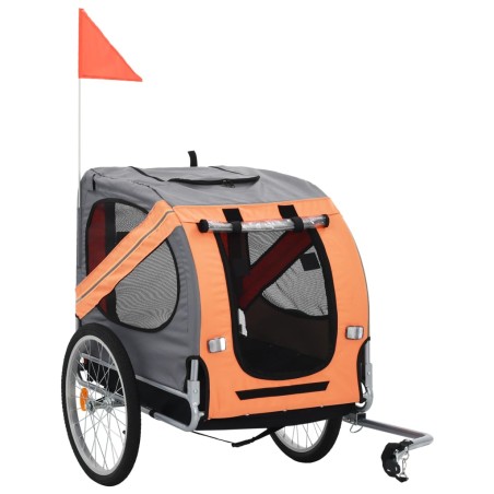 vidaXL Remolque de bicicleta para mascotas naranja y gris