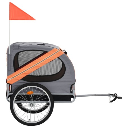 vidaXL Remolque de bicicleta para mascotas naranja y gris