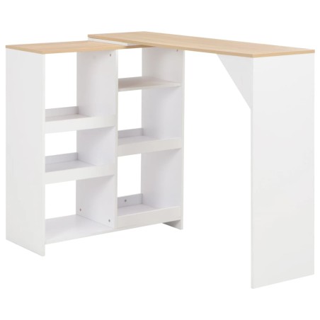 vidaXL Mesa alta de bar con estante móvil blanca 138x39x110 cm