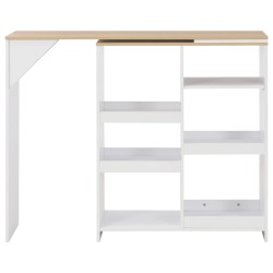 vidaXL Mesa alta de bar con estante móvil blanca 138x39x110 cm