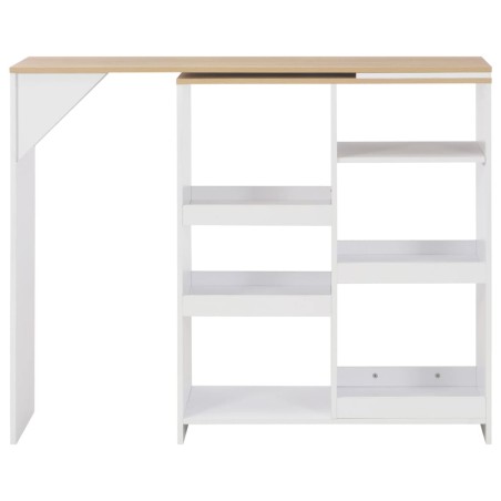 vidaXL Mesa alta de bar con estante móvil blanca 138x39x110 cm